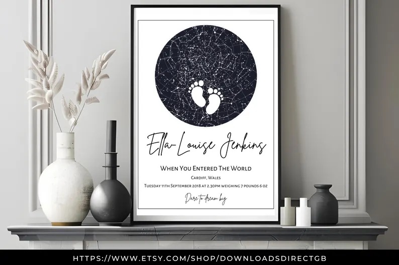 A canvas star map print