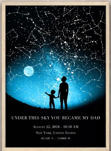 A canvas star map print