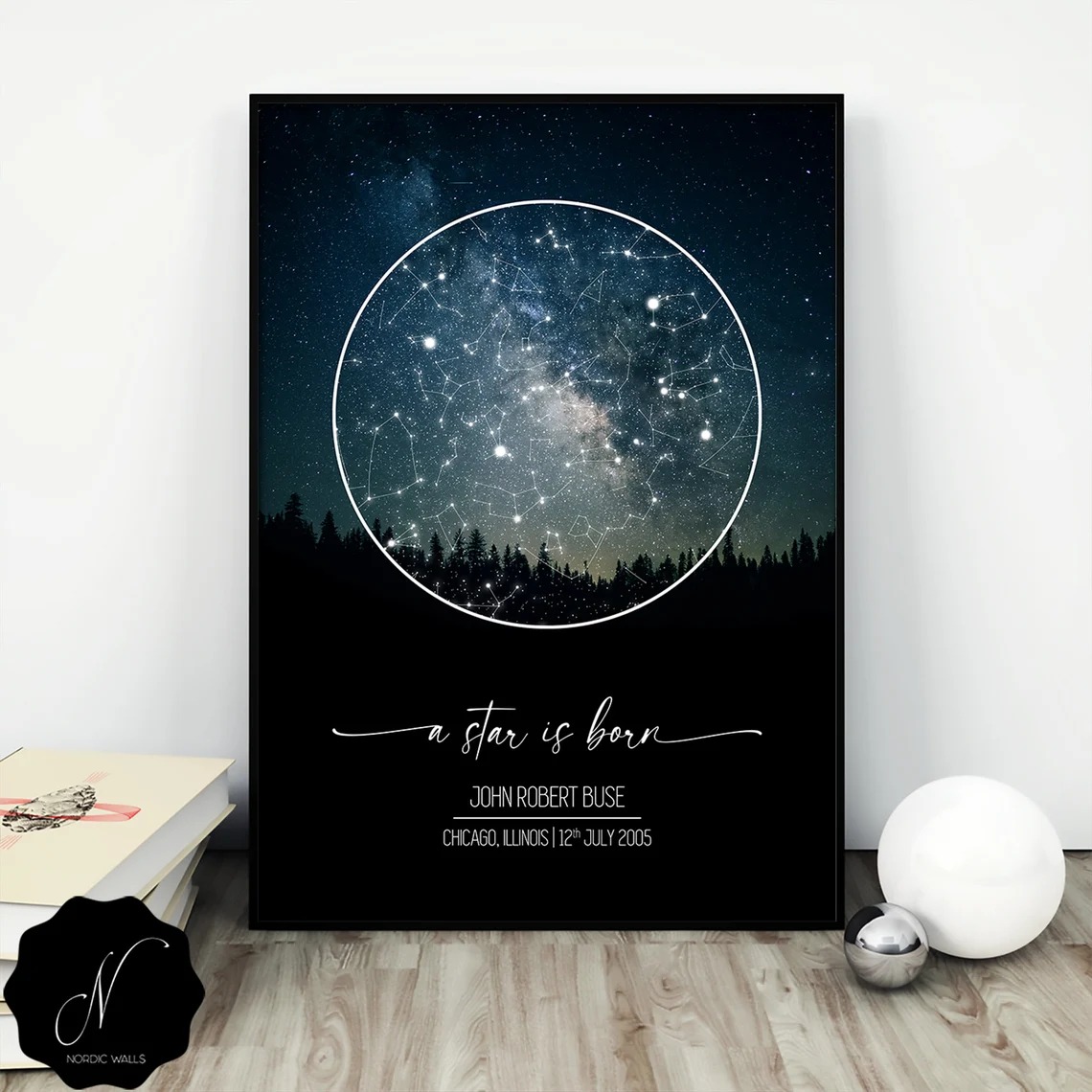 A canvas star map print