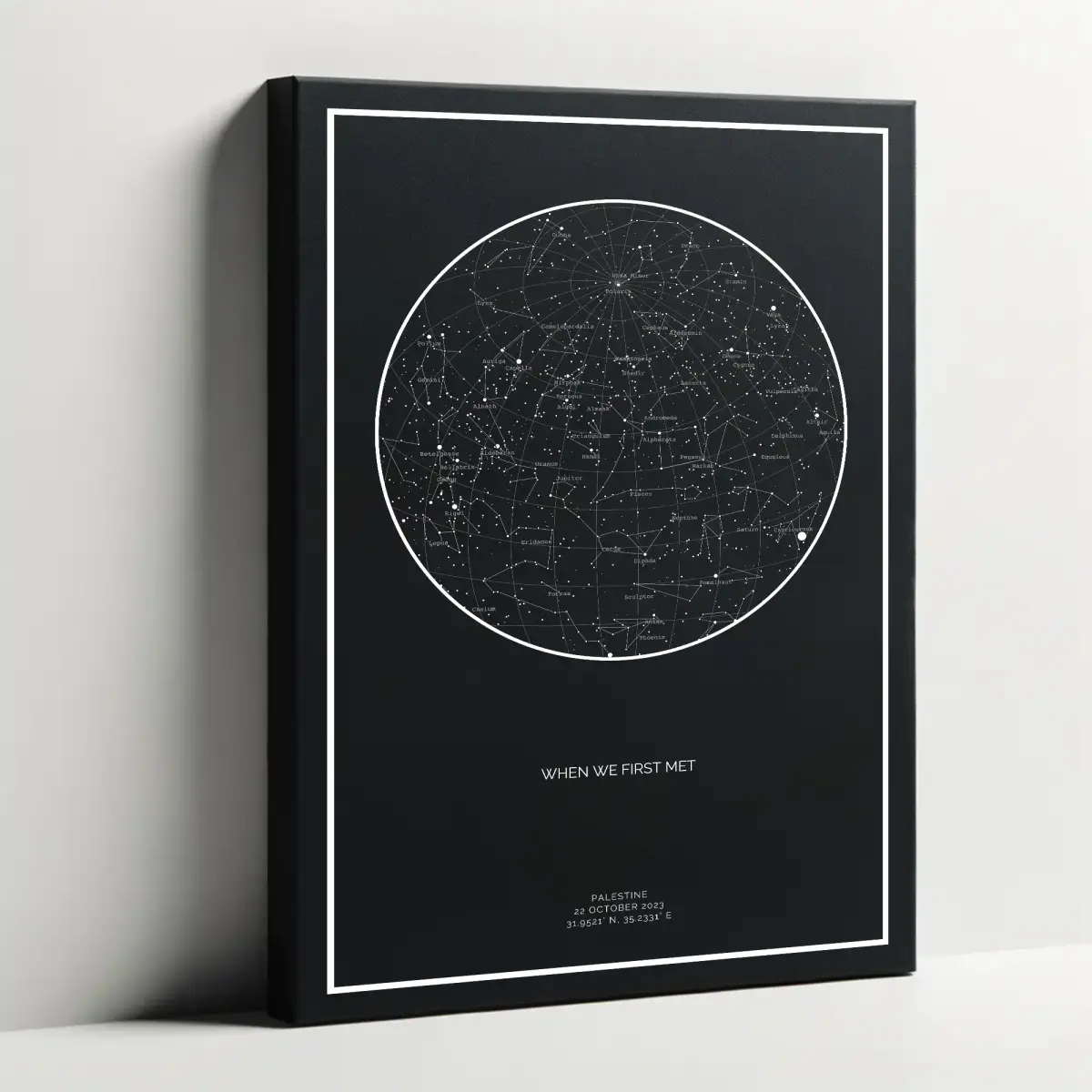A canvas star map print